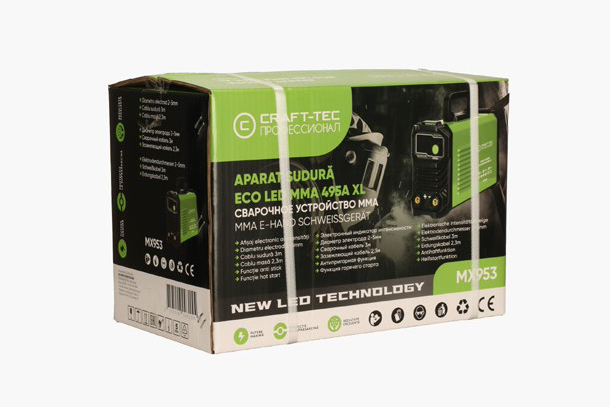 Aparat sudura CRAFT-TECH XL MMA 495A, afisaj electronic, cablu 3m, 495A, ventilatie fortata