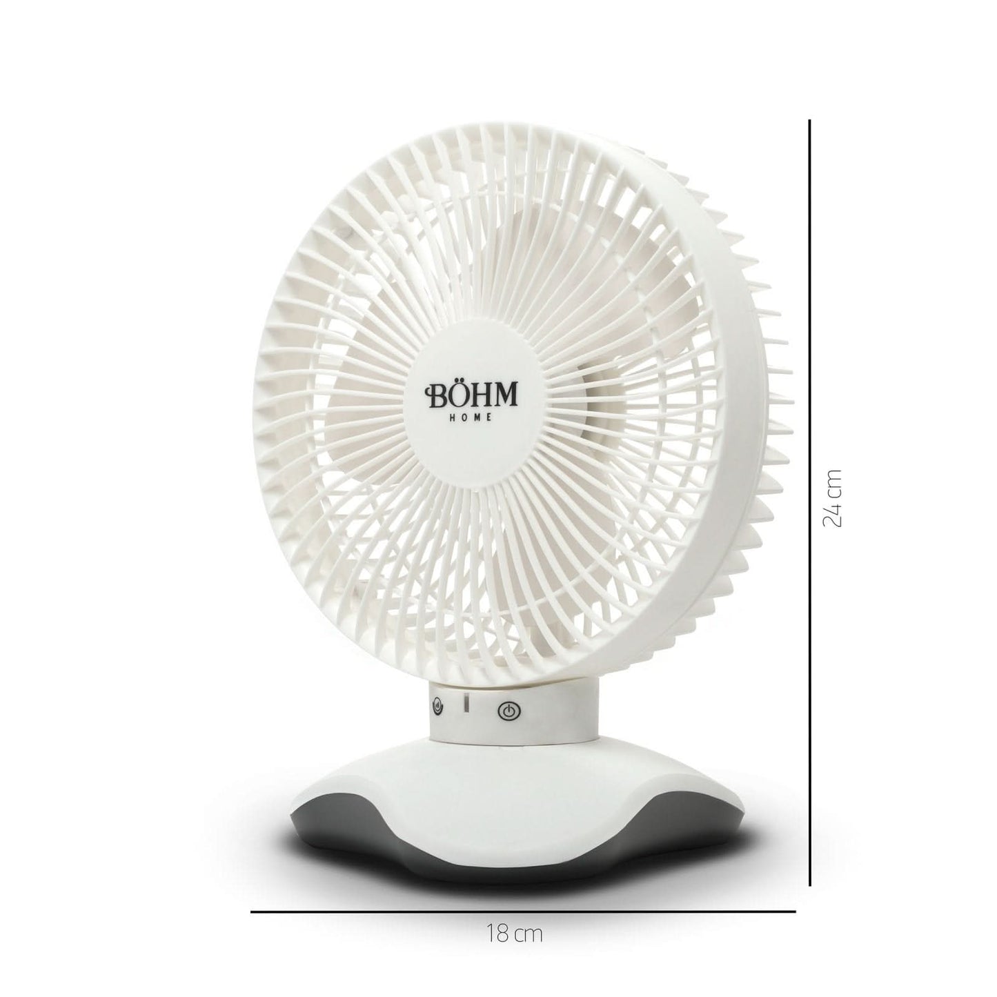 Ventilator de birou USB BÖHM BP2306, 6 inch, 3 viteze, 60° oscilatie, motor brushless 5W, alb