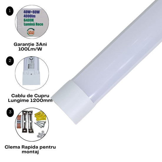 Corp LED Fida 40W, 6500K, 1200 mm
