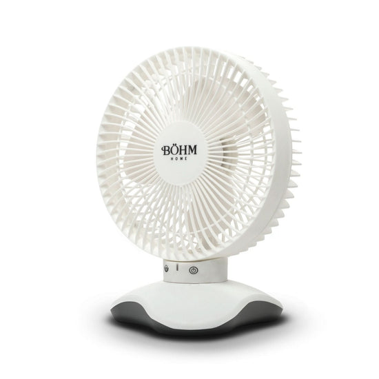 Ventilator de birou USB BÖHM BP2306, 6 inch, 3 viteze, 60° oscilatie, motor brushless 5W, alb