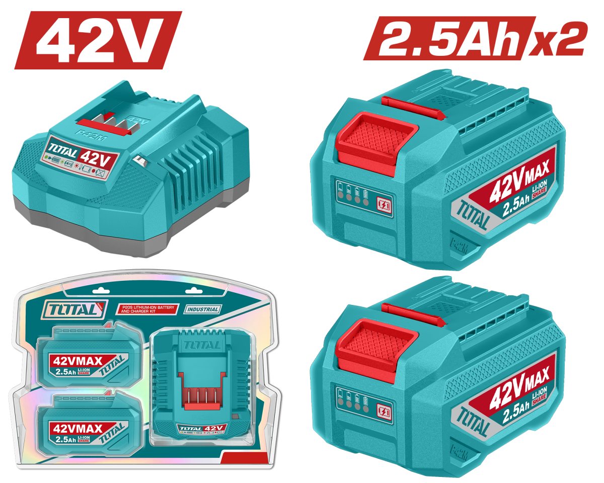 Kit 2 baterii si incarcator TOTAL 42V 2.5Ah