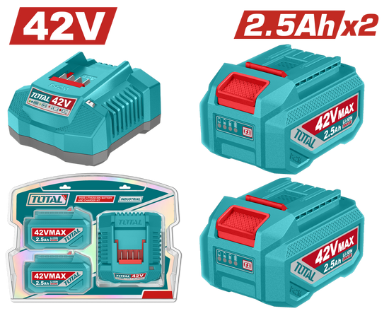 Kit 2 baterii si incarcator TOTAL 42V 2.5Ah