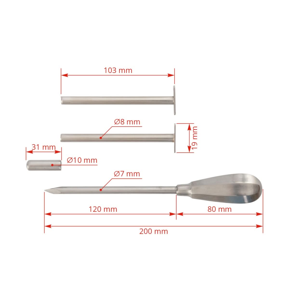 Trocar veterinar inox 120x7 mm perforare abdomen bovine ovine