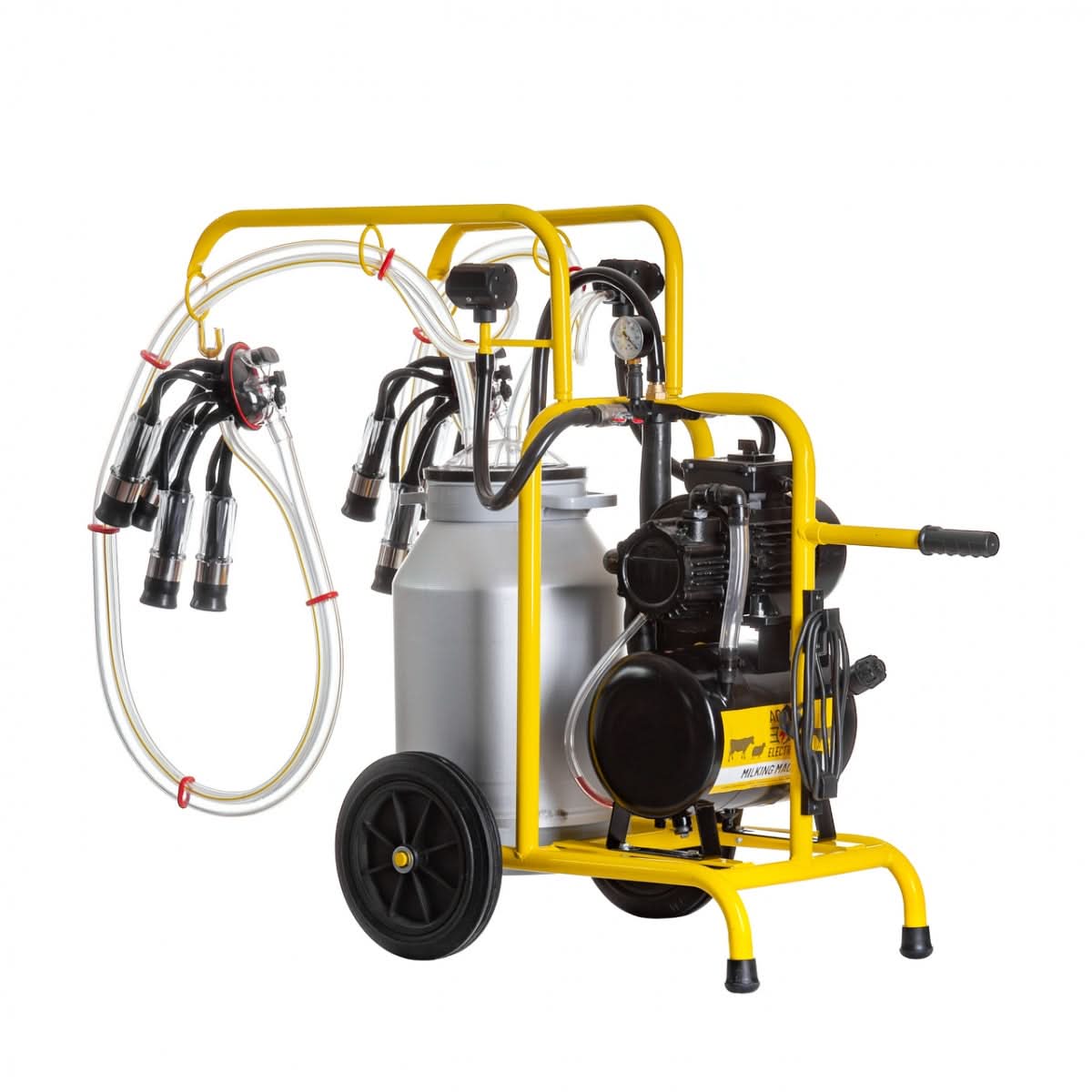 Aparat de muls vaci 2 posturi, bidon aluminiu 40 litri, pulsatoare, pompa de vid 550 W