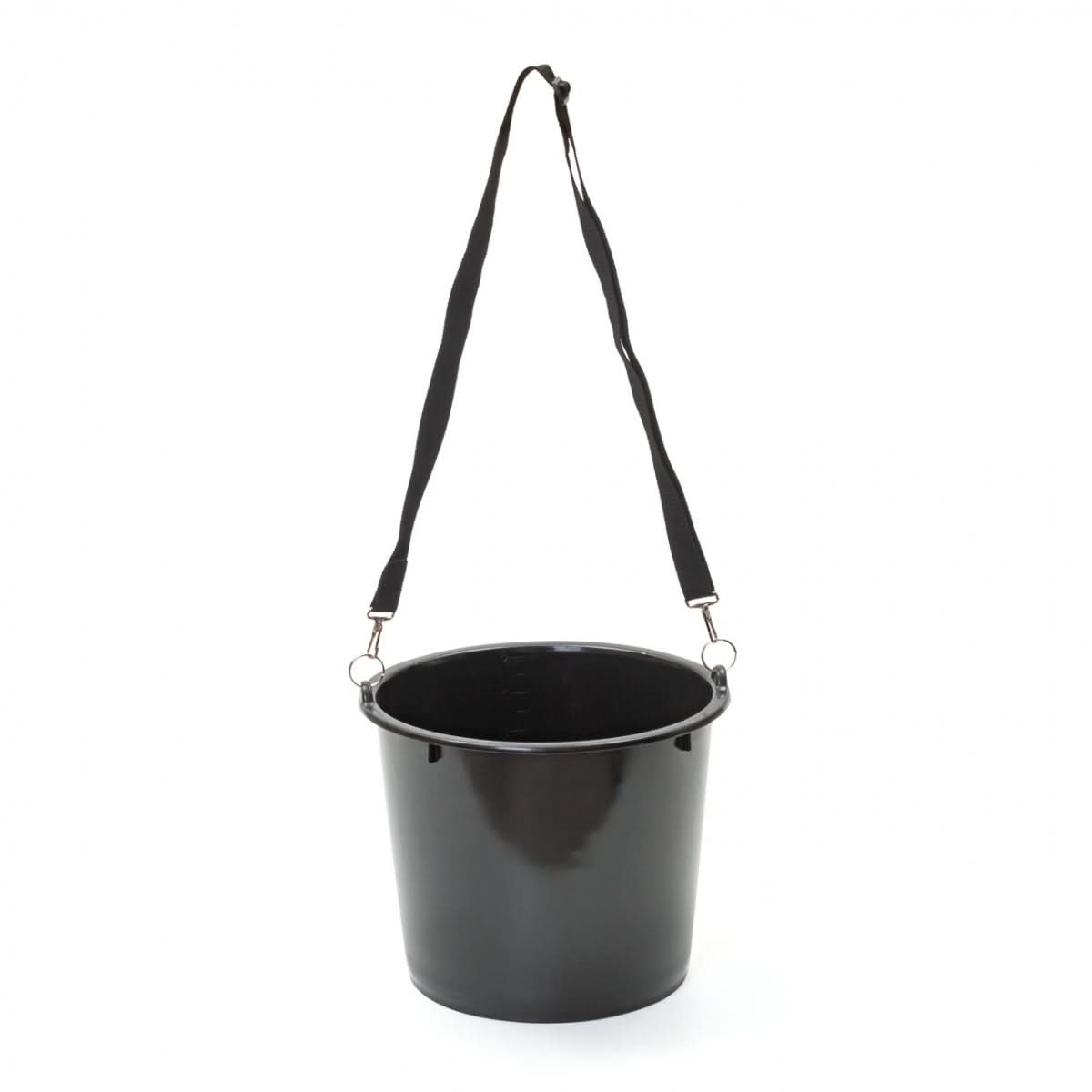 Galeata de hranire pentru cabaline, 12 litri – cu curea ajustabila si carabiniere metalice