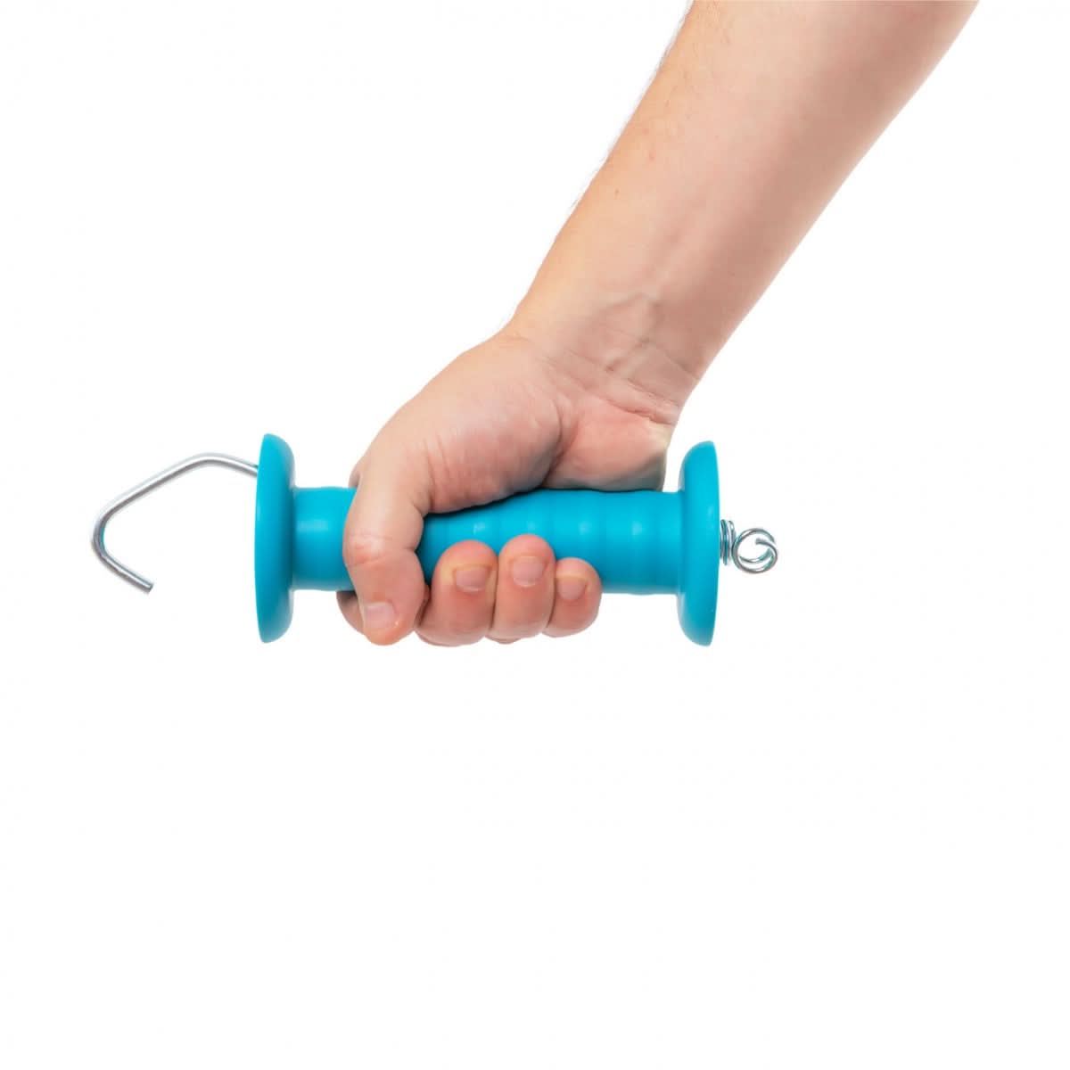 Maner albastru pentru poarta gard electric, cu carlig si arc