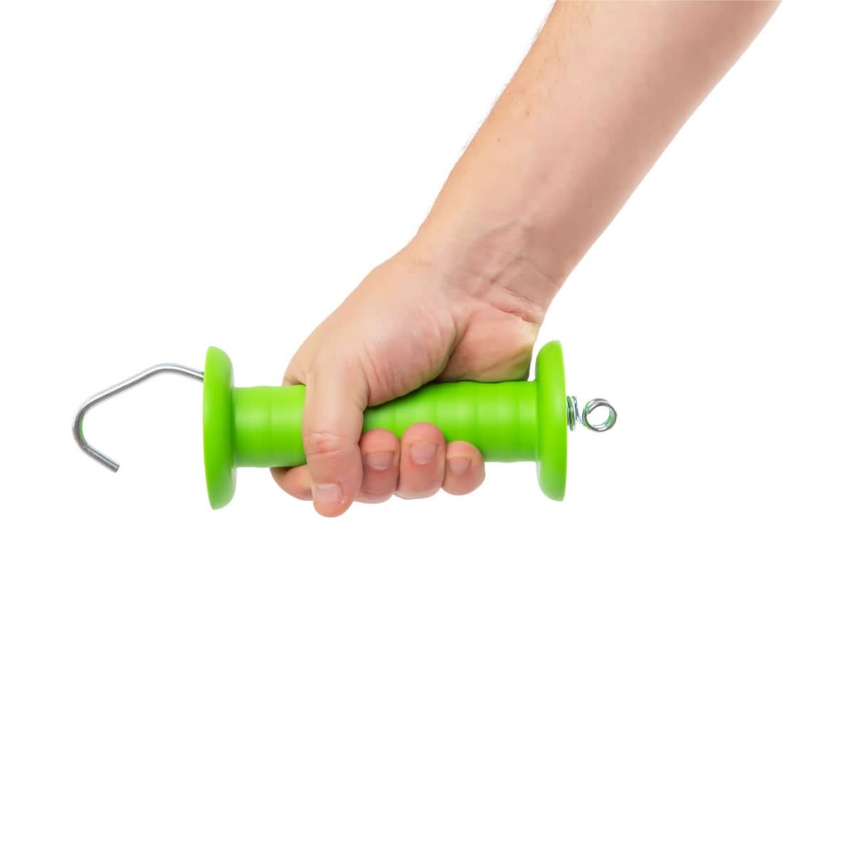 Maner verde pentru poarta gard electric, cu carlig si arc