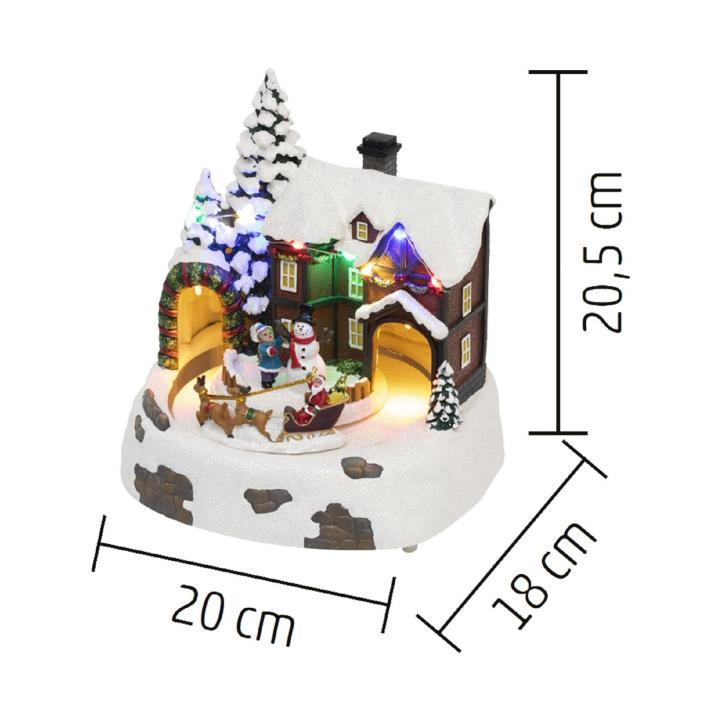 Diorama LED interior, casa cu zapada si ren cu sanie, DRM 15