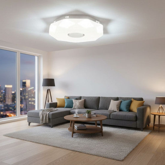 Plafoniera LED Diamant cu Inel Decorativ, 24W, Ø400x100mm, 6500K