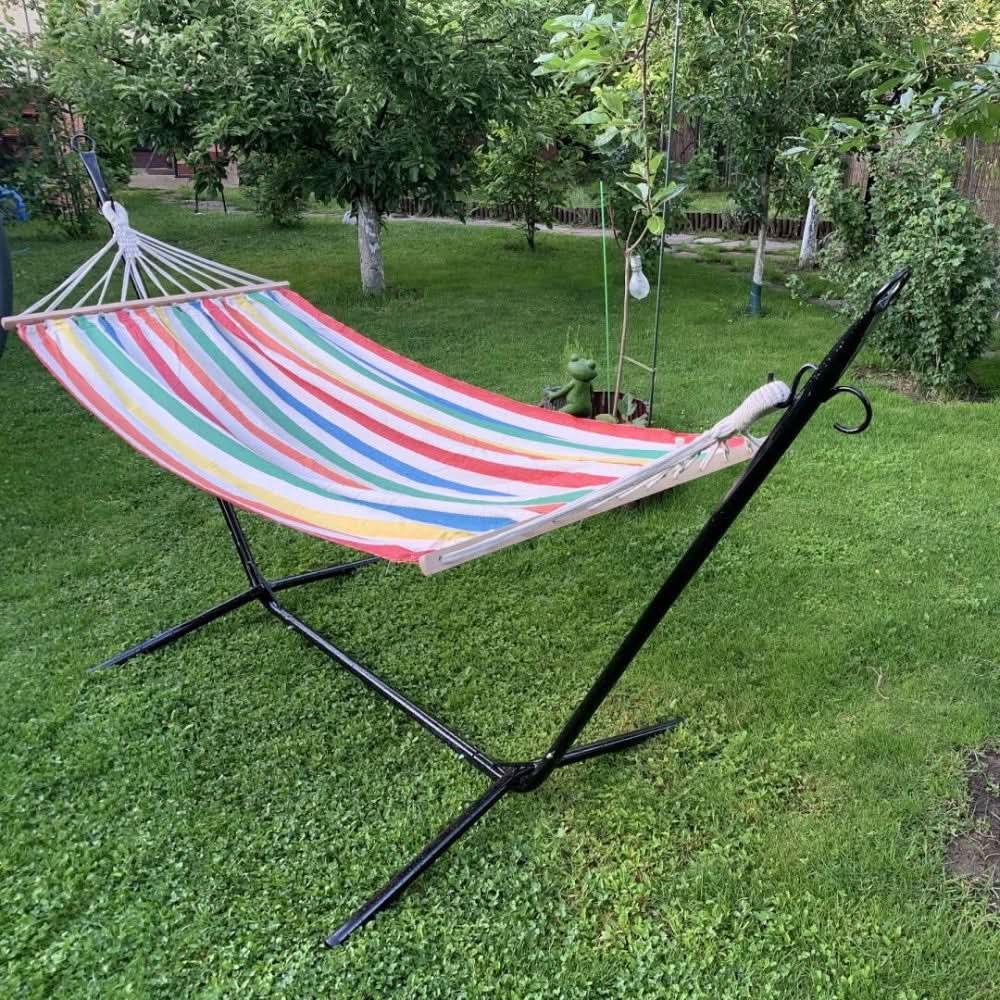 Suport hamac metalic VivaTechnix VMD-1013, teava otel 33.7x3 mm, negru, 120 kg