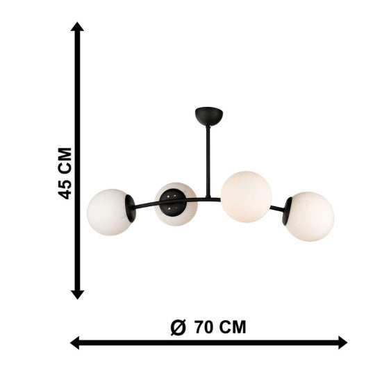 Candelabru Marla Negru, 4xE27, 60W, 70x45cm