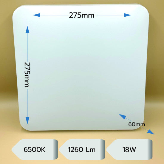 Plafoniera LED Slim Milky, 18W, 275x275x60mm, 6400K