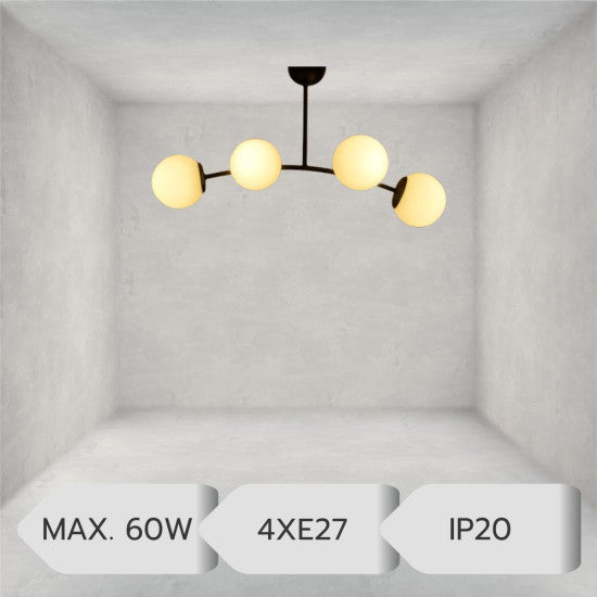 Candelabru Marla Negru, 4xE27, 60W, 70x45cm