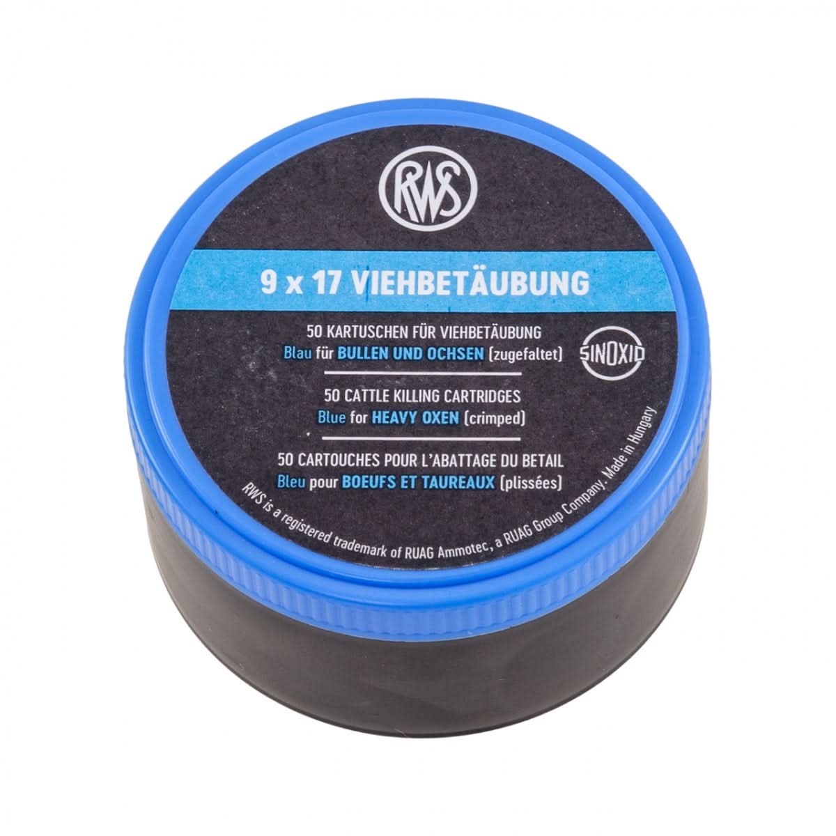 Capse asomator albastre 9 × 17 mm, 50 buc pentru animale talie medie-mare