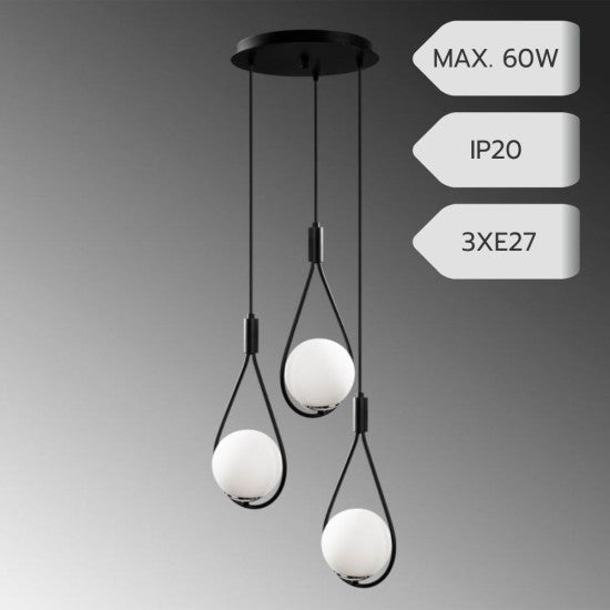 Candelabru Meksika Negru, 3xE27, 60W, 120x40cm