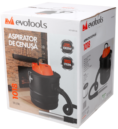 Aspirator cenusa EvoTools 1018, 1000 W, rezervor 18 L, cu filtru HEPA