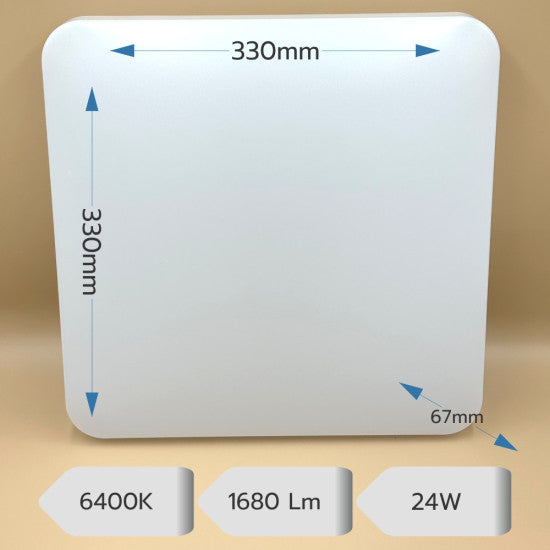 Plafoniera LED Slim Milky, 24W, 330x330x67mm, 6400K