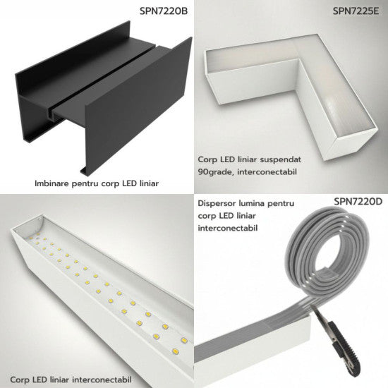 Corp LED liniar interconectabil, 20W, 5000K, 600 mm, alb