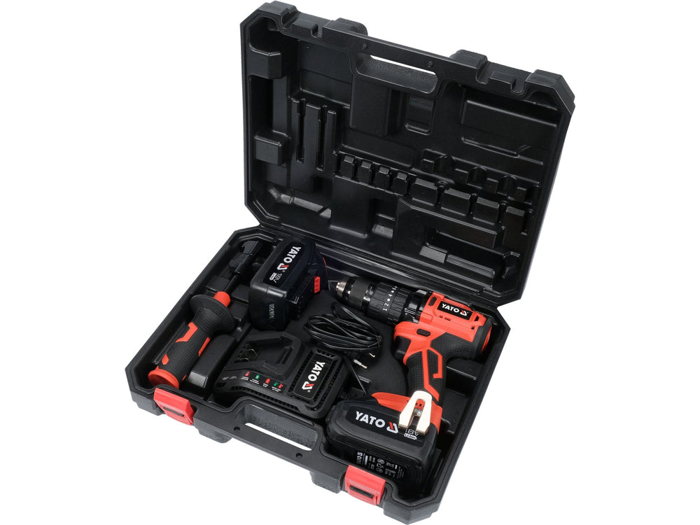 Autofiletanta cu percutie Yato 18V, 75Nm, 2 acumulatori 3.0Ah, mandrina metalica 13mm, 3 moduri de lucru, greutate 1.4kg