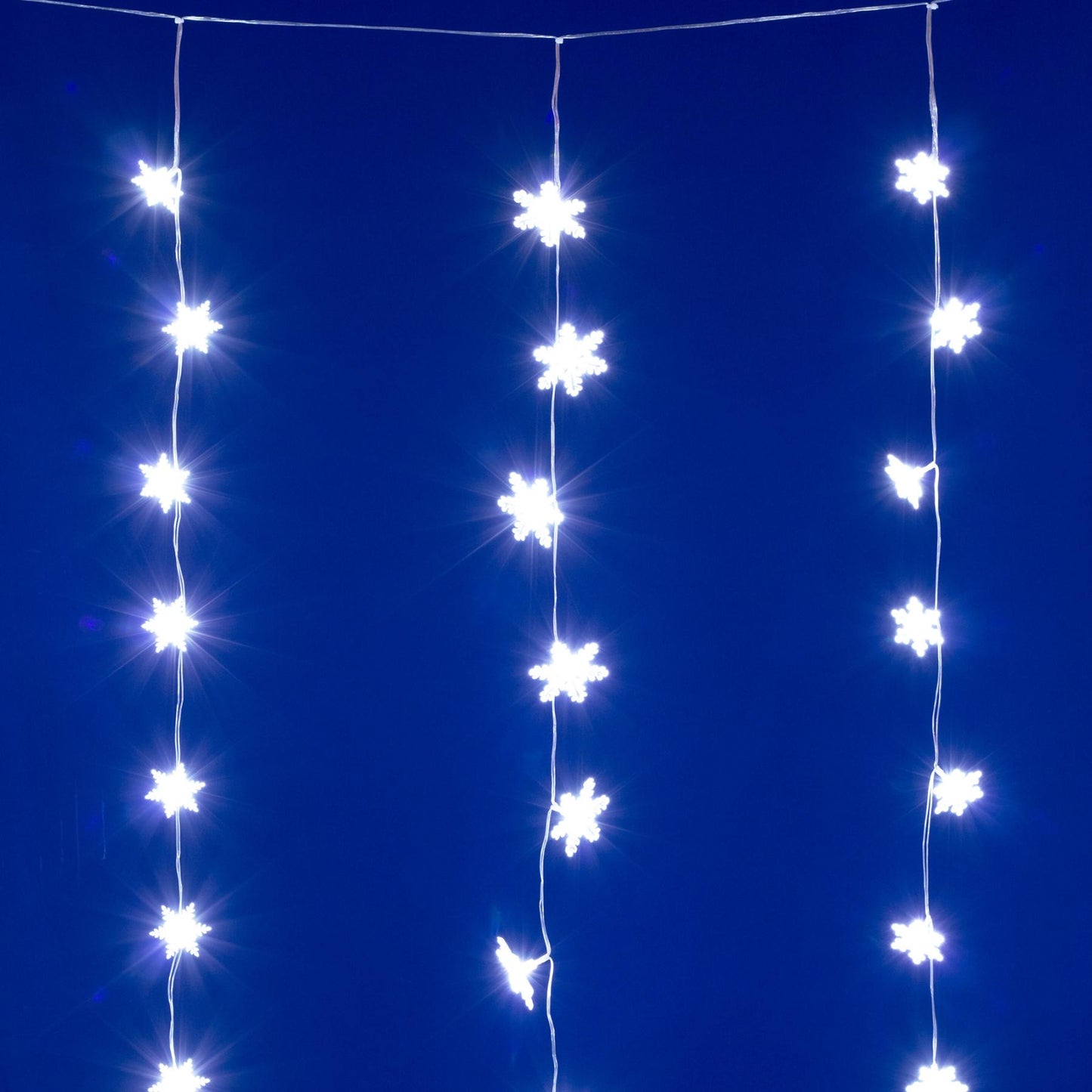 Perdea lumini LED interior, 50 LED alb rece, fulgi de nea 7 cm, cablu transparent, iluminare permanenta