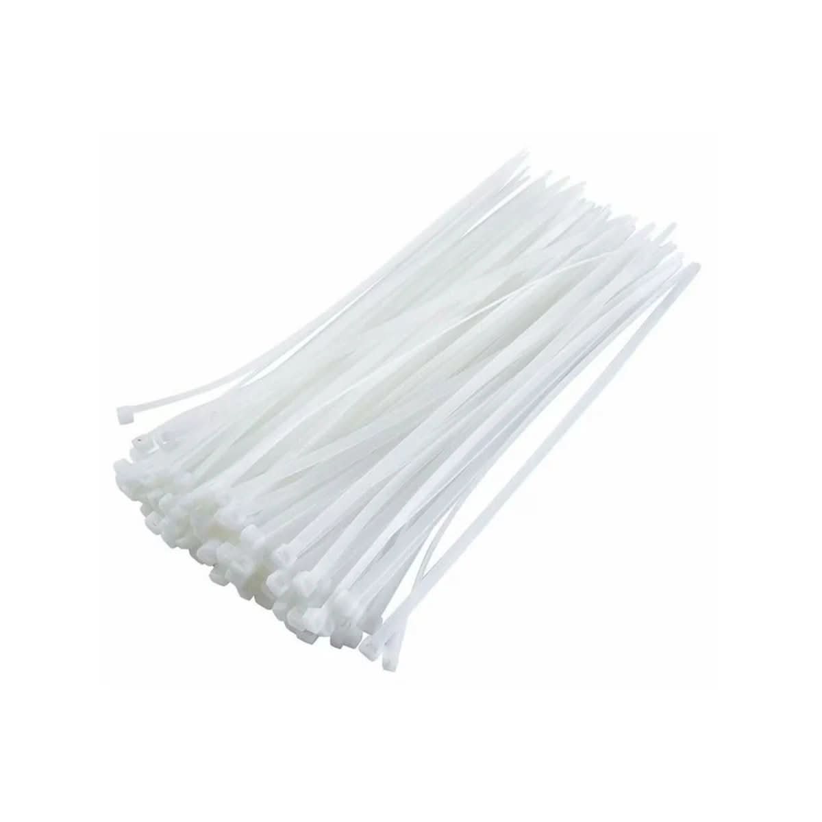 Coliere plastic albe VARGO V-701278, 4x300 mm, set 100 buc, bride fixare cabluri
