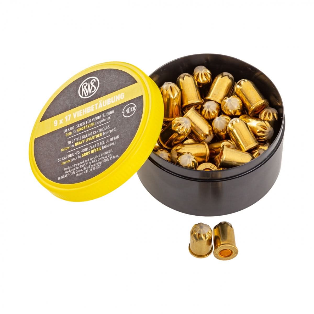 Capse asomator galben, 9 × 17 mm, 50 buc pentru animale medii