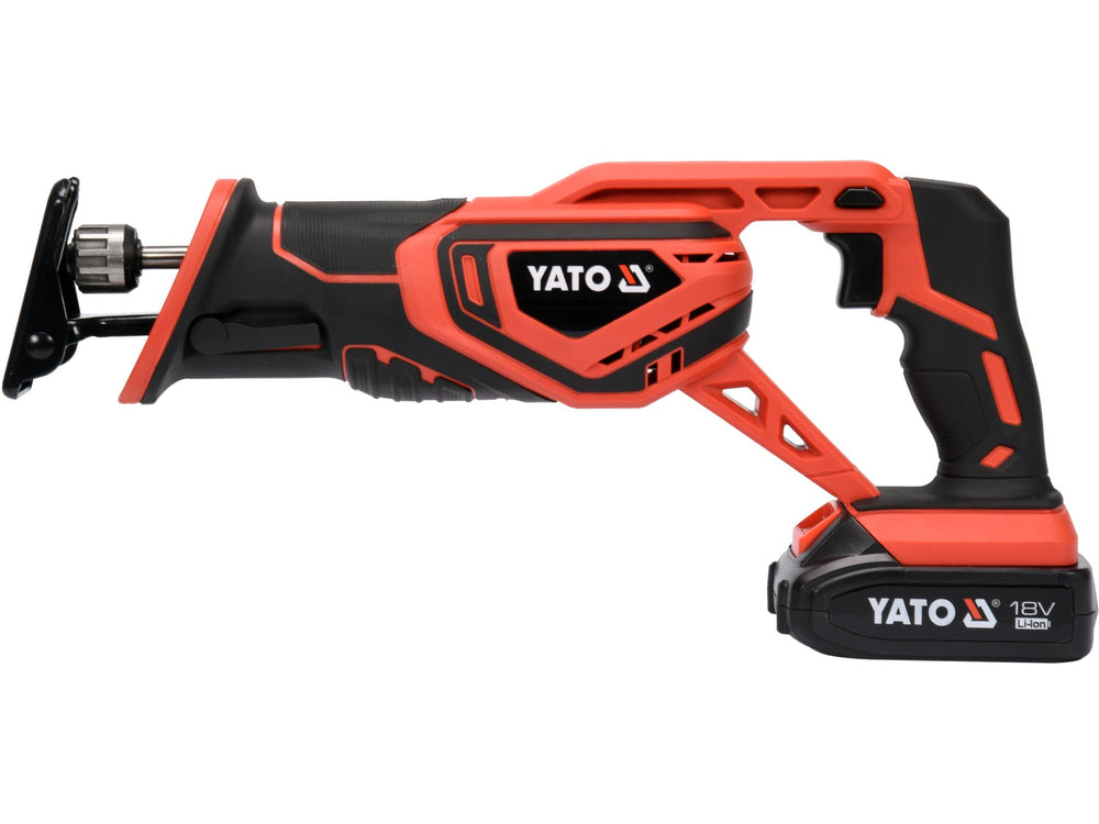 Fierastrau sabie Yato 18V, 1x2Ah, cu incarcator rapid, sistem 18V, pentru taiere lemn si metal