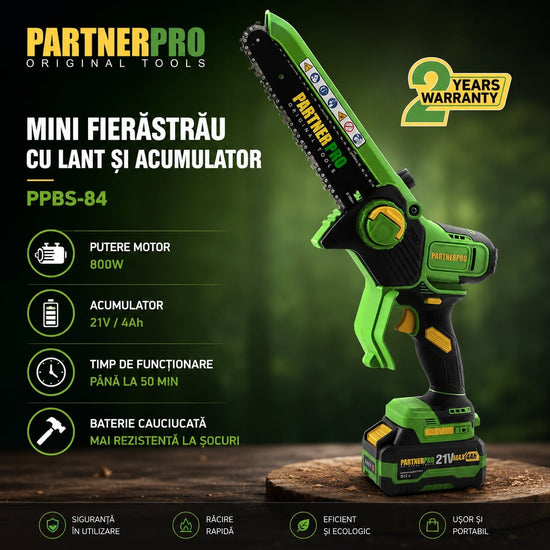 Mini Fierastrau cu Lant PARTNERPRO PPBS-84, 800W, 20 cm