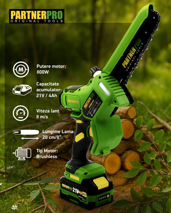 Mini Fierastrau cu Lant PARTNERPRO PPBS-84, 800W, 20 cm
