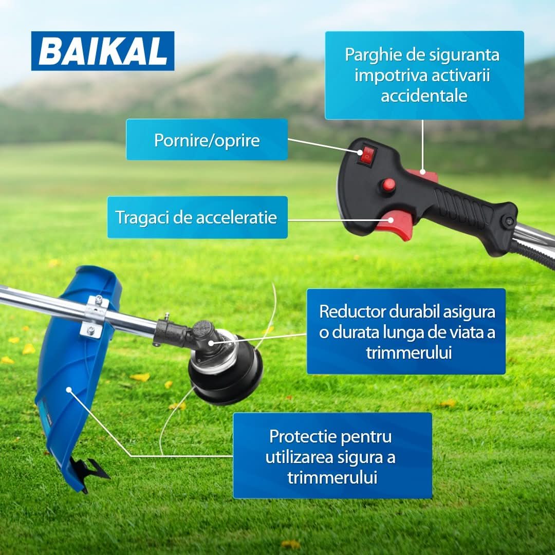 Motocoasa benzina BAIKAL BK5500, 52cc, 4.7CP, 10000 rpm, disc 3T si cap mosor