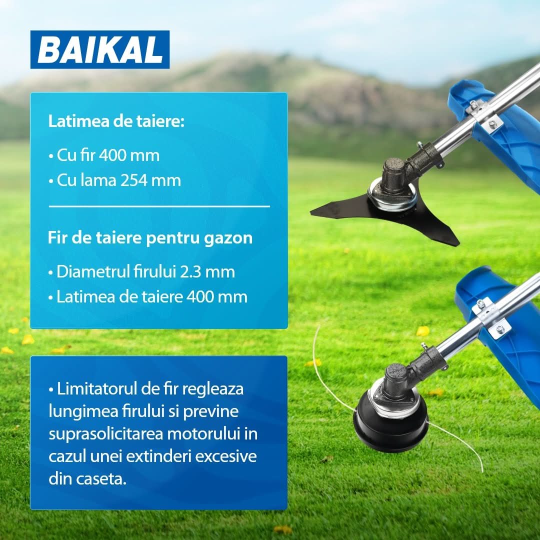 Motocoasa benzina BAIKAL BK5500, 52cc, 4.7CP, 10000 rpm, disc 3T si cap mosor