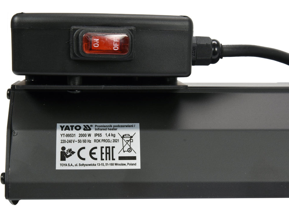 Incalzitor cu Infrarosu Yato 2000W, IP65, Incalzire Instant, pentru Interior si Exterior, cu Montare pe Perete sau Tavan