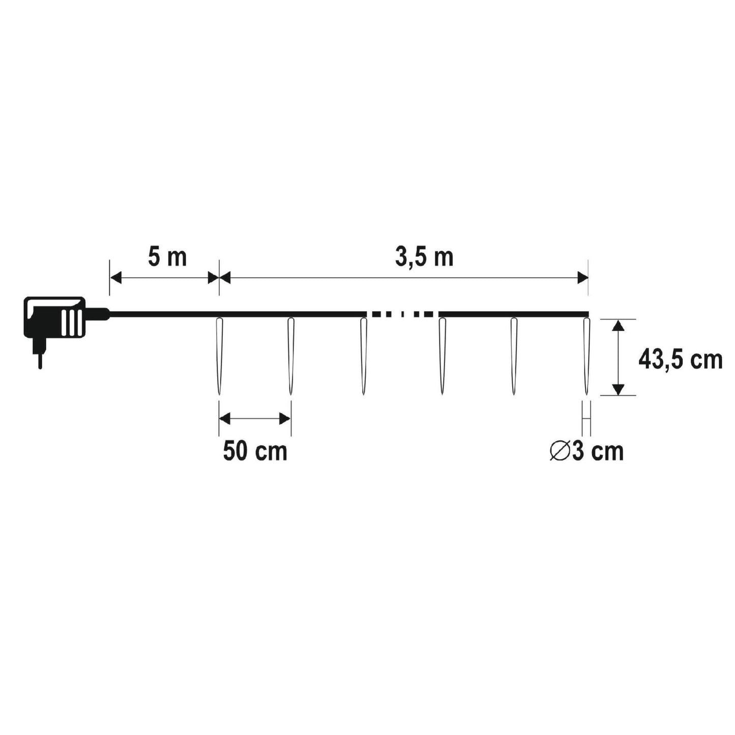 Ghirlanda luminoasa sloi de gheata, 8 buc, LED alb rece, efect topire, exterior IP44, adaptor inclus