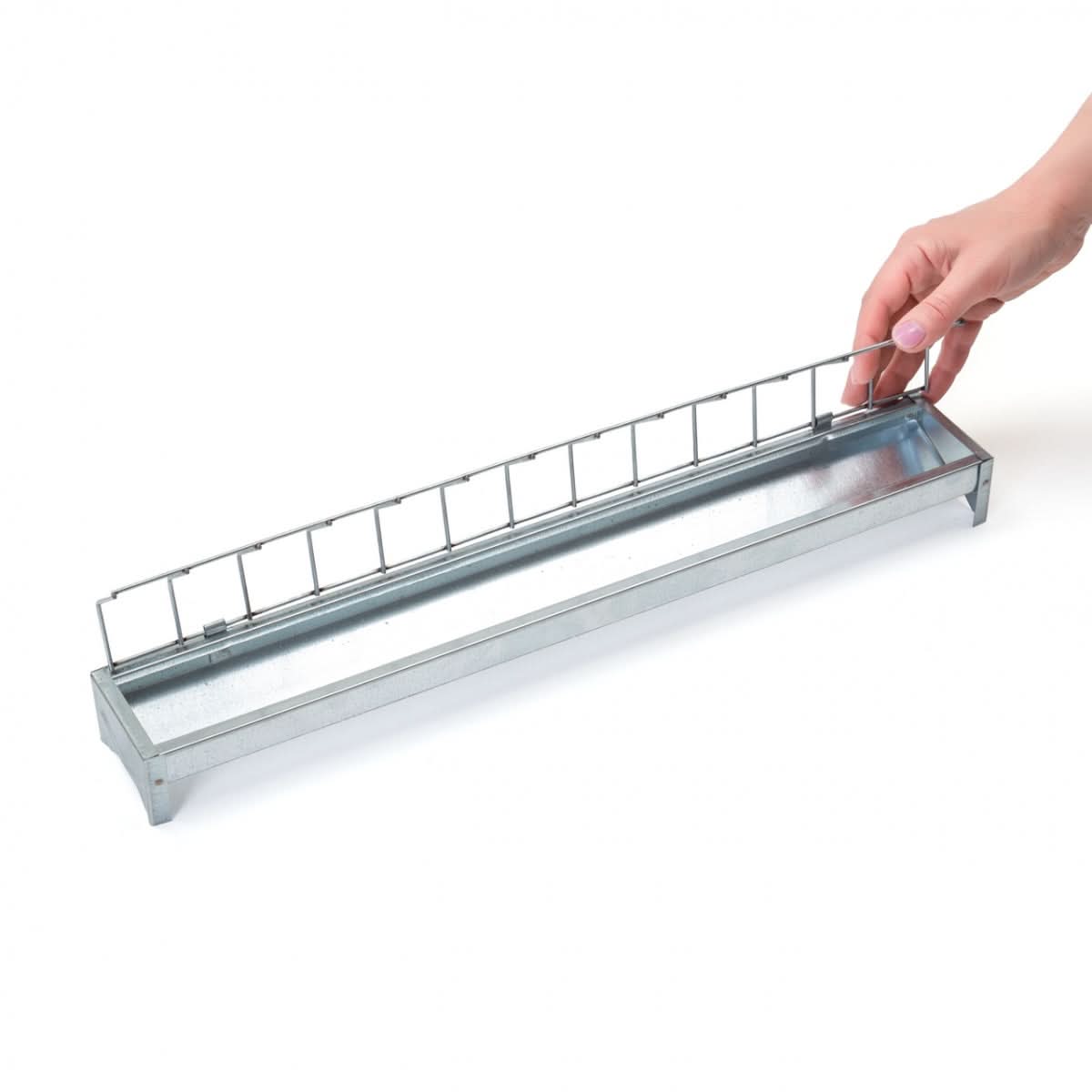 Hranitoare metal galvanizat 50 cm pentru pui si gaini cu 13 fante