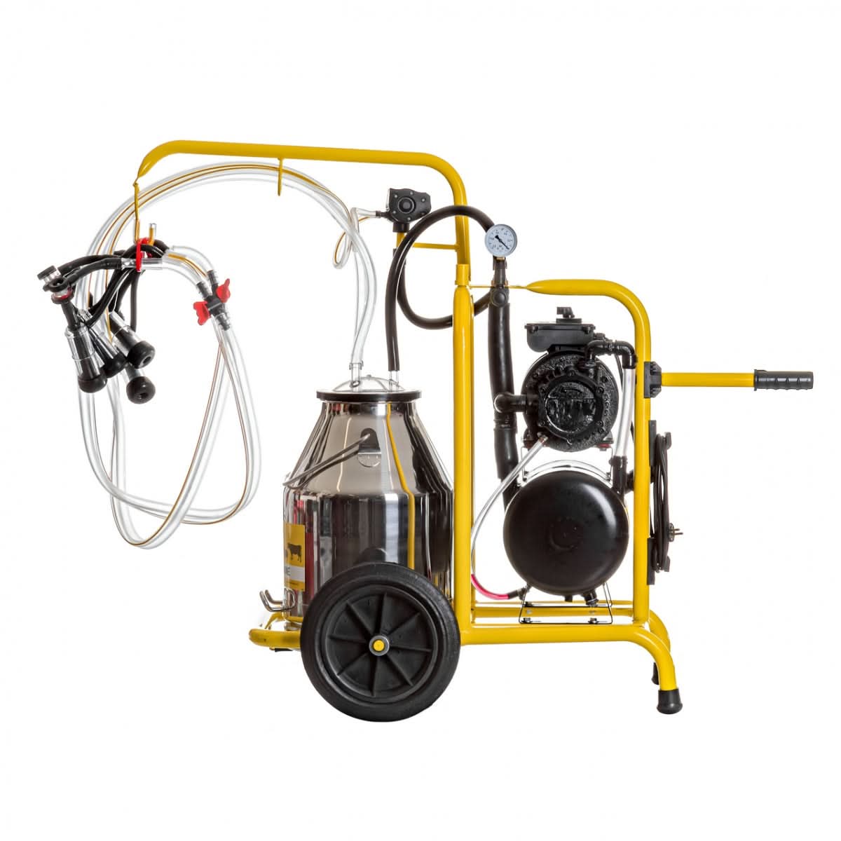 Aparat de muls capre, cu 2 posturi și bidon inox de 30 litri