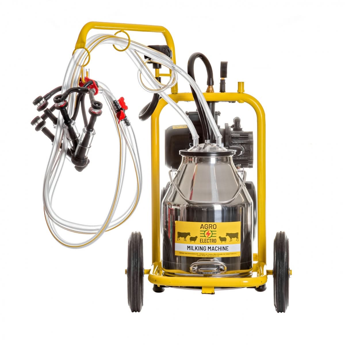Aparat de muls capre, cu 2 posturi și bidon inox de 30 litri