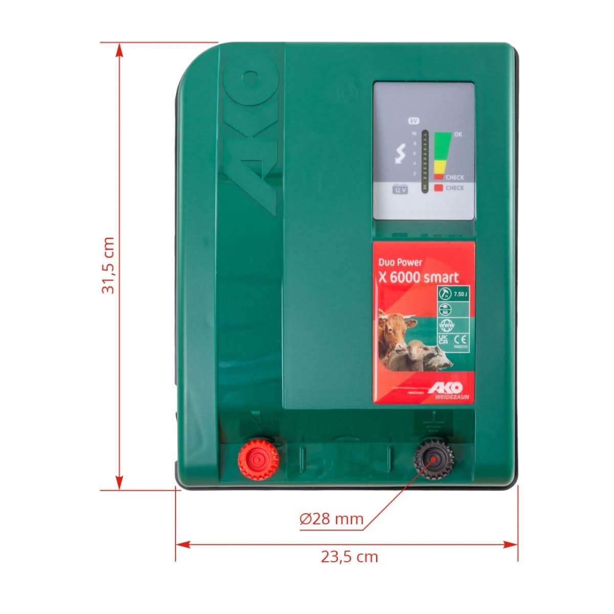 Aparat gard electric AKO Duo Power X 6000 Smart, 230/12 V, 5 Joule, monitorizare prin aplicație mobilă