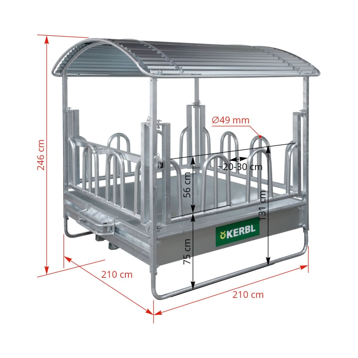 Iesle patrata cu acoperis si 12 locuri de hranire pentru cai si bovine