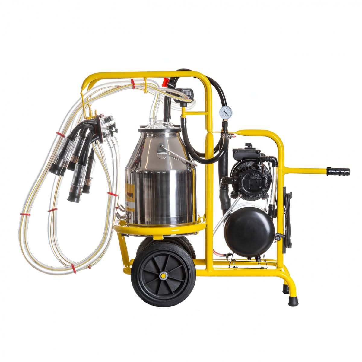 Aparat de muls vaci, cu 2 posturi și 2 bidoane inox de 30 litri