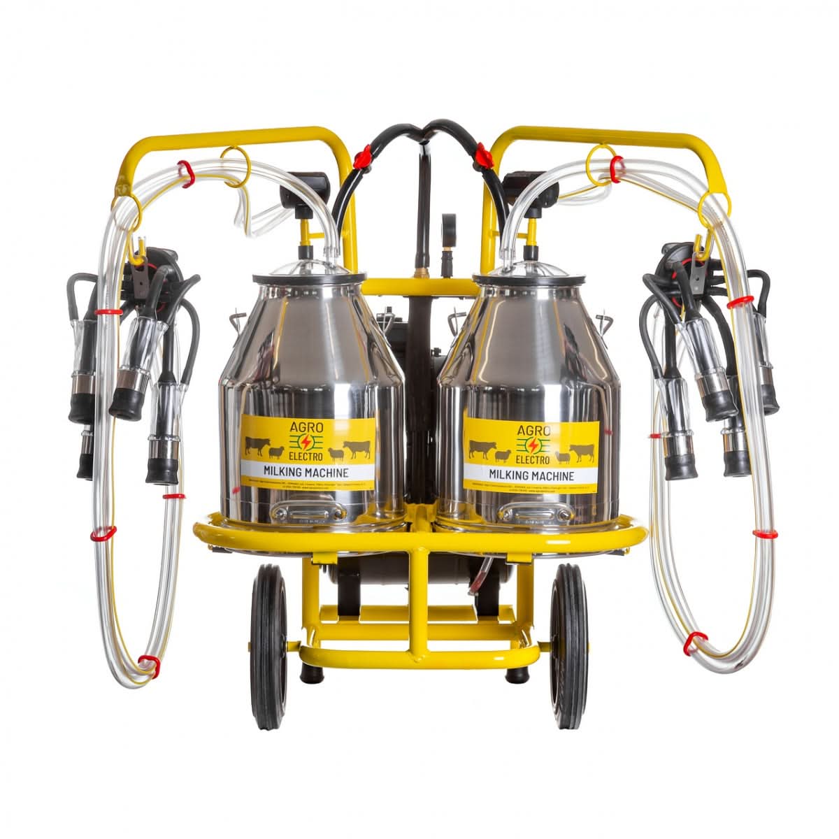 Aparat de muls vaci, cu 2 posturi și 2 bidoane inox de 30 litri