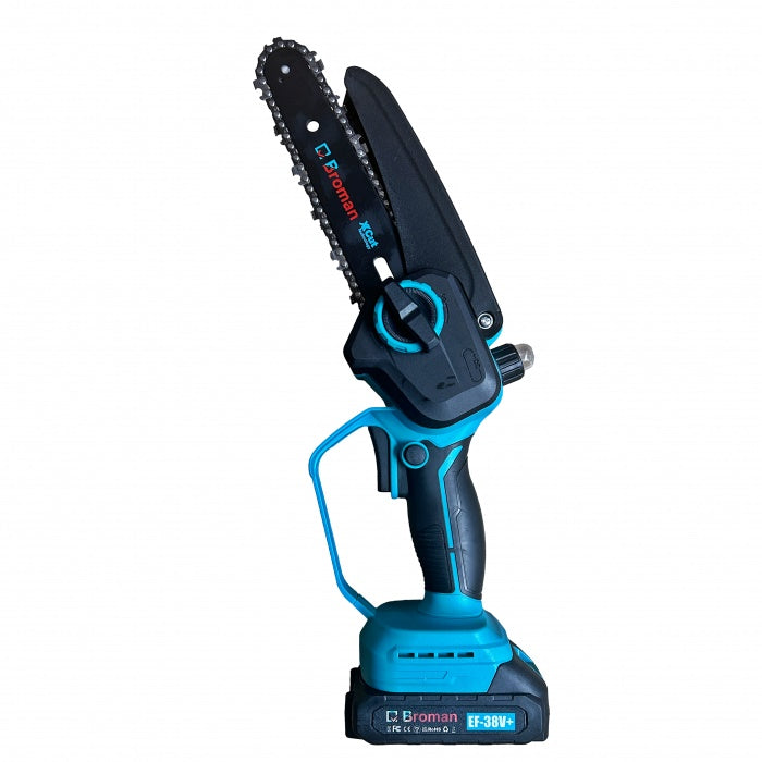 Fierastrau electric Broman EF-38V+, 2 acumulatori 38V, lama 16 cm, sistem ungere lant – putere si manevrabilitate pentru lucrari precise