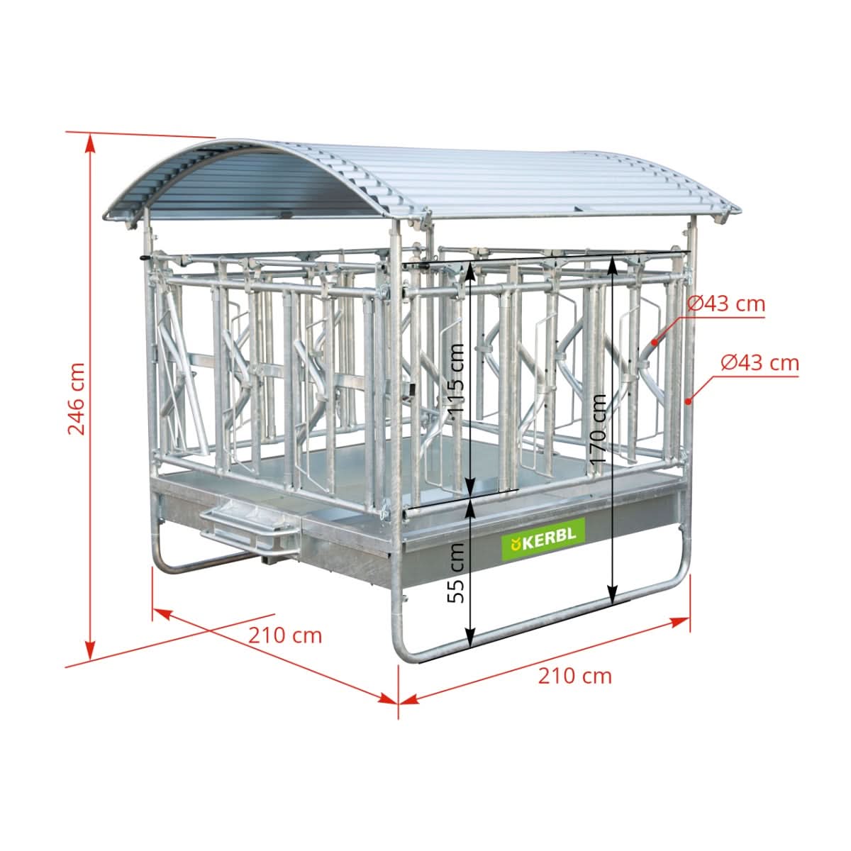 Iesle patrata cu acoperis si 12 locuri de hranire, cu autoblocare