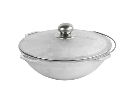 Pachet Ceaun Asiatic BRIZOLL 6L aluminiu alimentar diametru 320 mm + Trepied BRIZOLL otel 100 cm