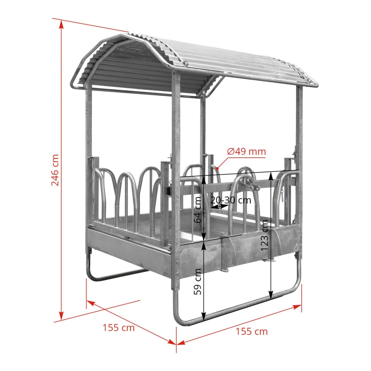 Iesle patrata cu acoperis si 8 locuri de hranire