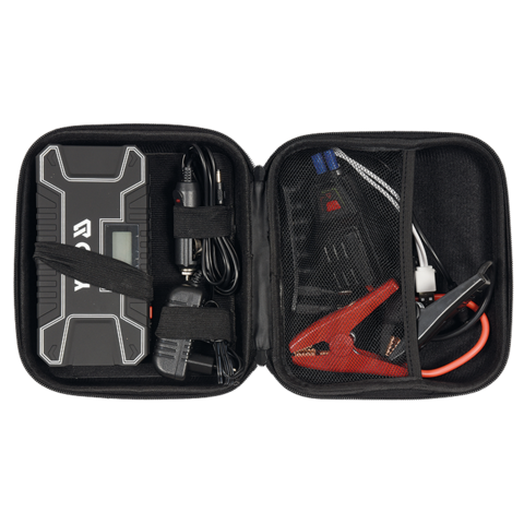 Robot de pornire auto / Power Bank 12000mAh, display LCD, lanterna SOS, pentru motoare benzina si diesel, incarcare dispozitive mobile