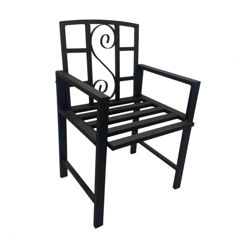 Scaun metalic pentru gradina VivaTechnix VMD-1047, 53x50x83 cm, negru mat, max. 120 kg