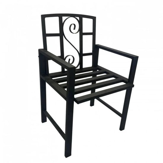 Scaun metalic pentru gradina VivaTechnix VMD-1047, 53x50x83 cm, negru mat, max. 120 kg