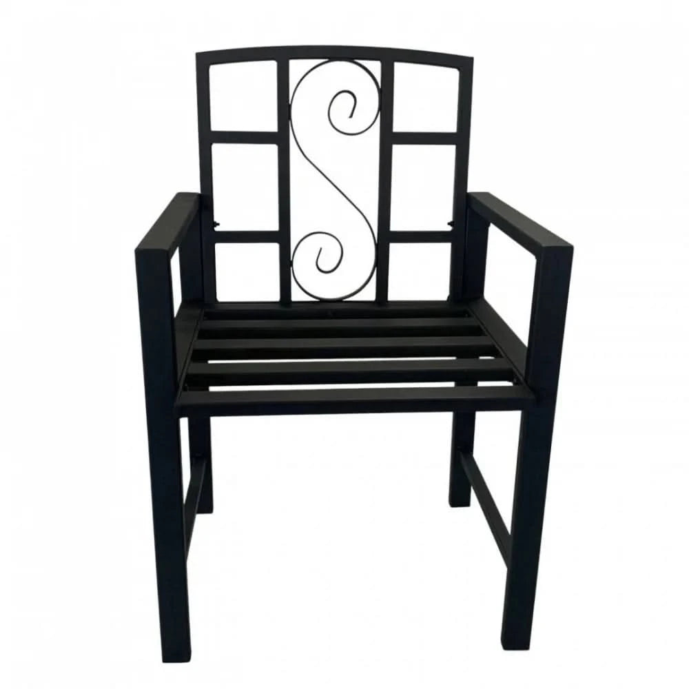 Scaun metalic pentru gradina VivaTechnix VMD-1047, 53x50x83 cm, negru mat, max. 120 kg