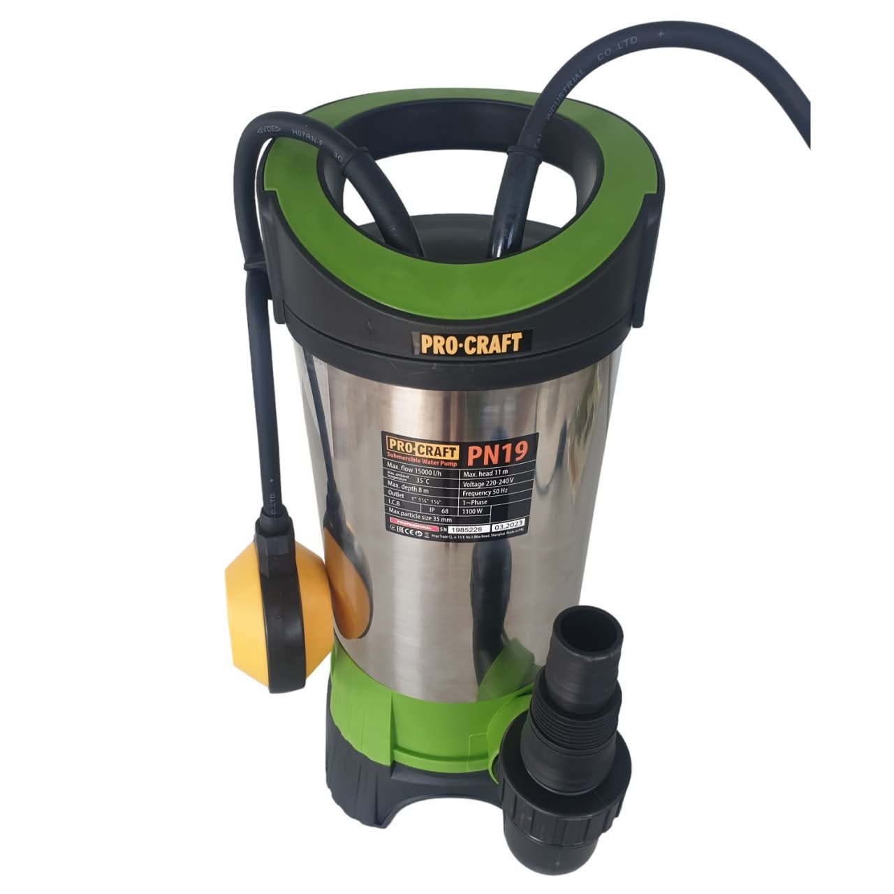 Pompa submersibilă apă murdară PROCRAFT PN19, 1100W, 15000L/h