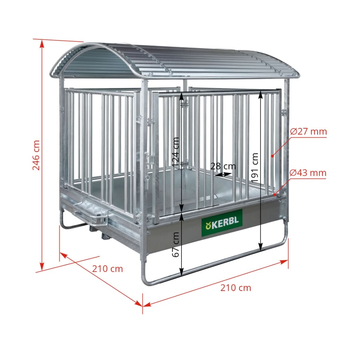Iesle patrata pentru cai, cu acoperis si 12 locuri de hranire